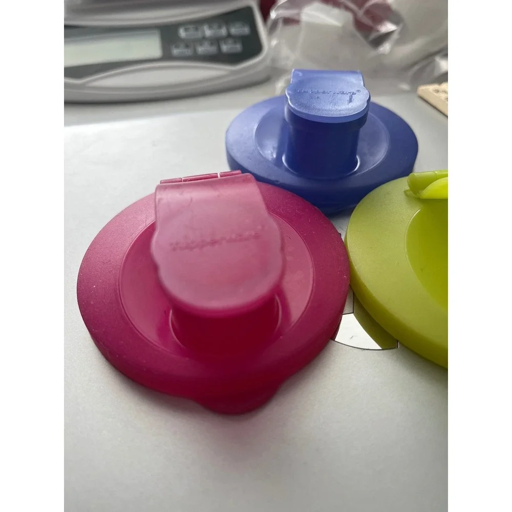 Tupperware Eco Water Bottle Flip Top Replacement Lids Set of 3 Pink Blue Green